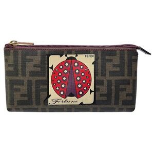 FENDI 7N0038 Zucca Logo Ladybug Handbag Pouch Small Item Storage Cosmetic Men...